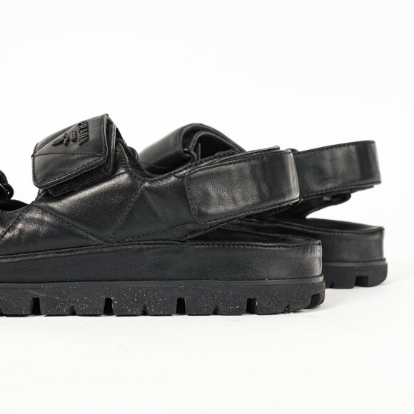 Prada Black Quilted Lamb Leather Sandals - Picture 9 of 12